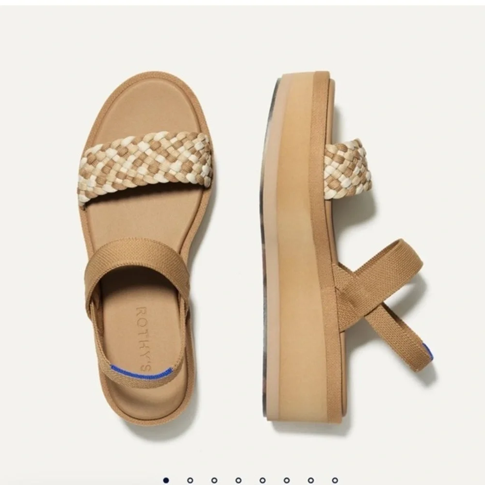 Rothy's The Lightweight Wedge Sandal Braided Beach Sand Woven Platform Size 11
